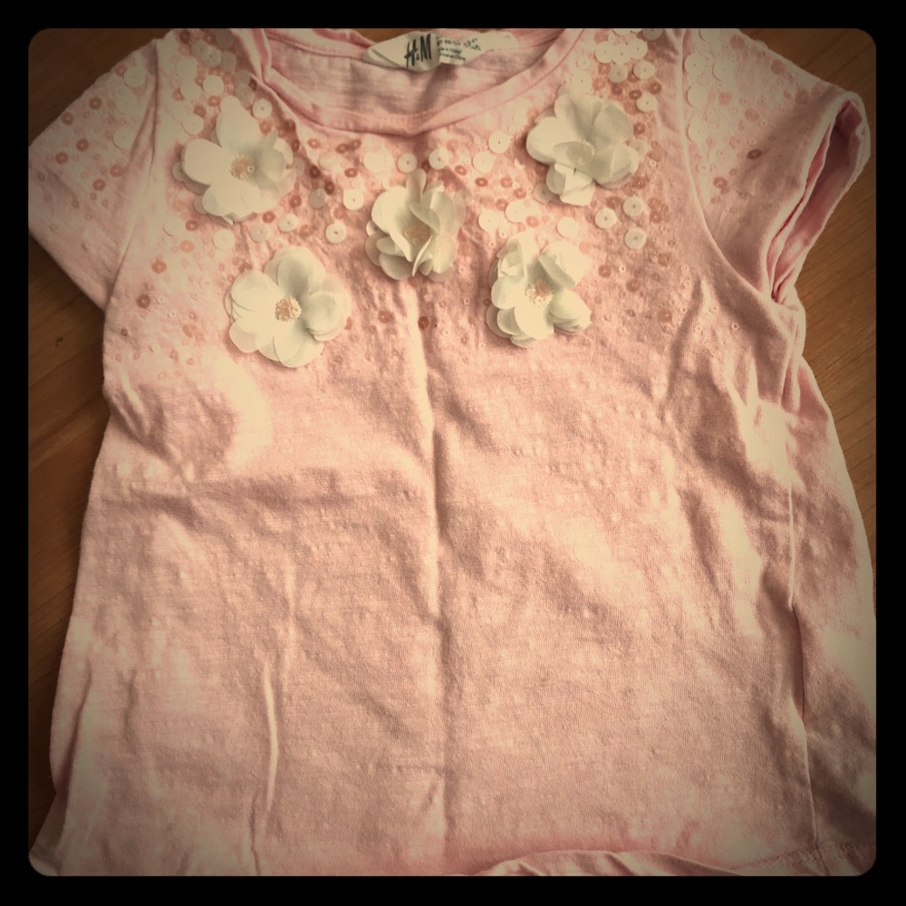 H&M 3D flower and sequin top